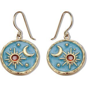 Women's Unique lightweight Handmade Retro Boho Antiqued Gold Round Coin Earring